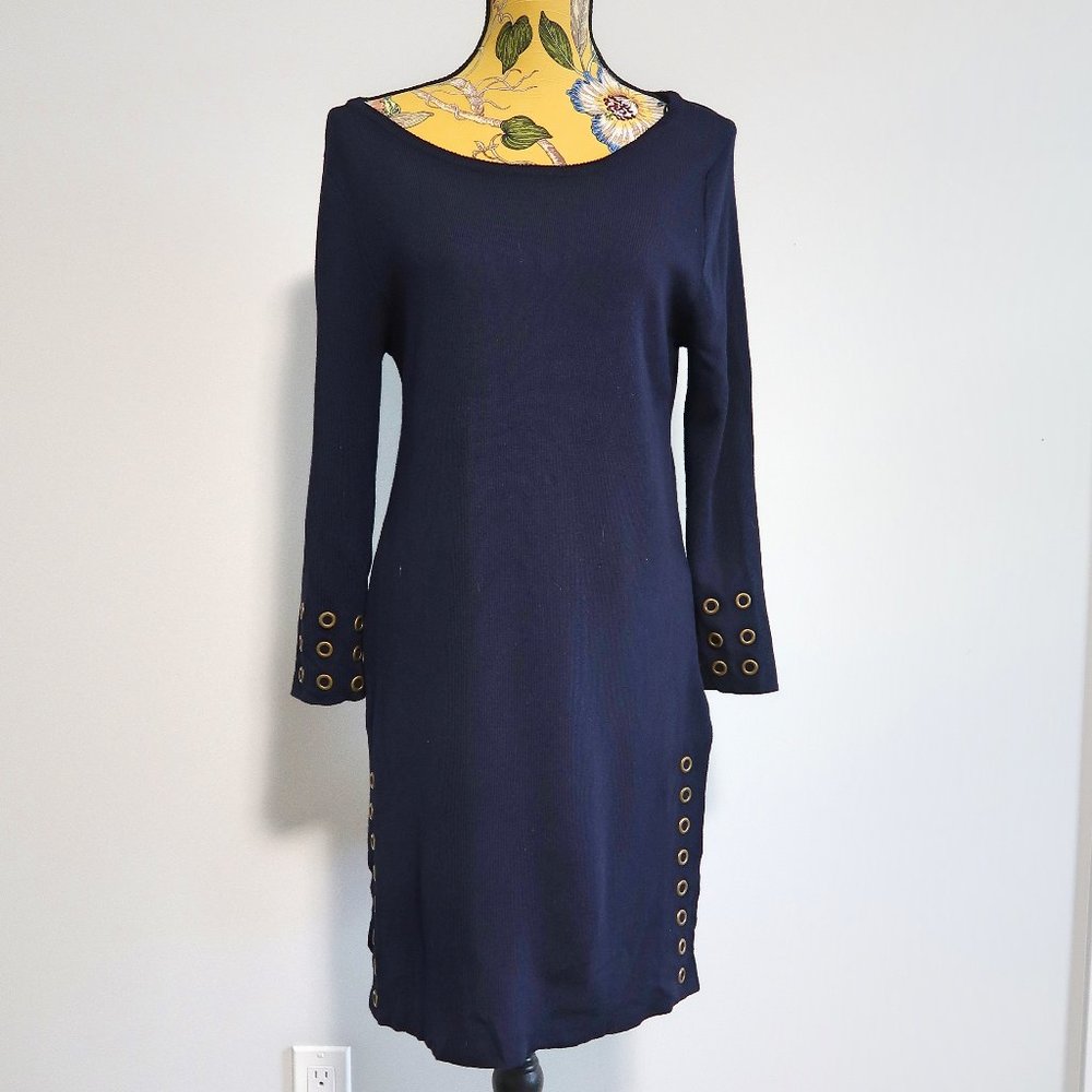 Joseph A Navy Long Sleeve Midi Dress Size Large